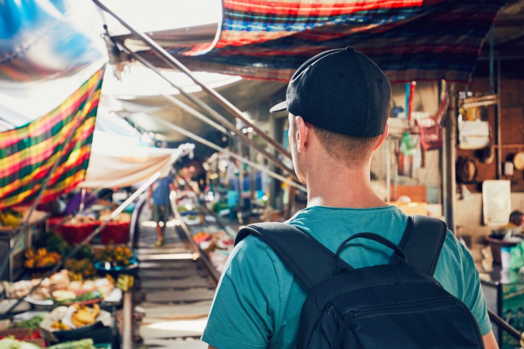 Tourist on the railway market